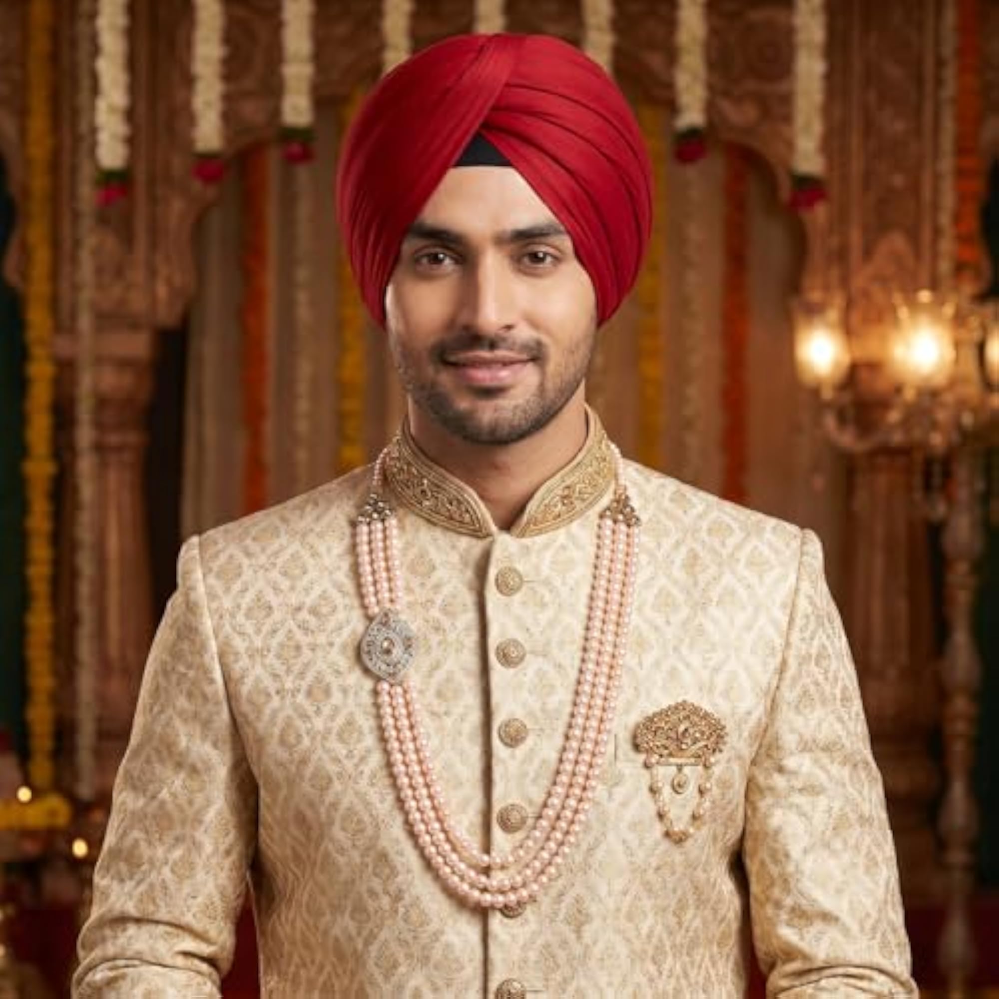 Exquisite Pearl Beads Dulha Groom Moti Mala Necklace for Men